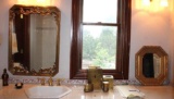 Two Gold Framed Mirrors and Bathroom Set