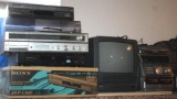 Mixed Electronics, DVD Player with Box, Turntable, Stereo System, and More
