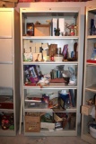 Metal Shelf Storage Cabinet with Slide-Down Doors and All Contents