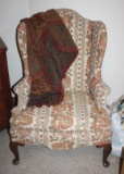 Beautiful Upholstered Wing-Back Chair with Throw