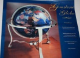 Incredible Gemstone Globe, Stone and Shell Inlay Globe on Brass Stand