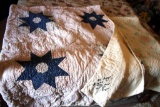 Hand-Stitched, Signed Star Quilt and Additional Quilt