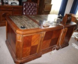 Excellent Stone-Top Executive Office Desk with Leather Arm Chair