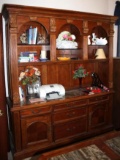 Large Wood Office Display/Storage Cabinet with Inset Stone Surface