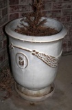 Pair of Large White Ceramic Planters