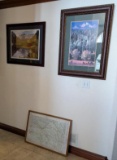 Framed Colorado Art and Leadville Topographic Map