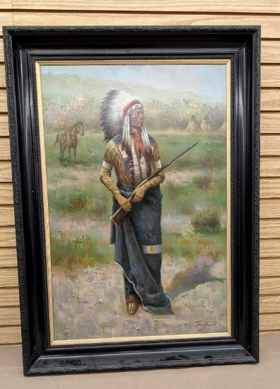 Framed "Ironhorse" Oil Painting