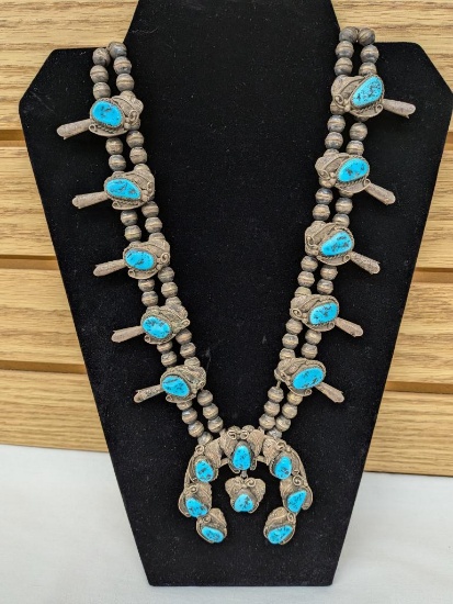 Squash Blossom Turquoise Necklace