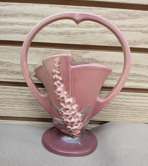Roseville Foxglove Basket Vase