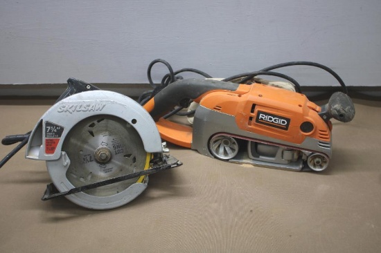 Ridgid Belt Sander and Skil Saw 7.25" Circular Saw