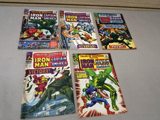 Five Marvel Iron Man & Captain America 12 cent Comic Books