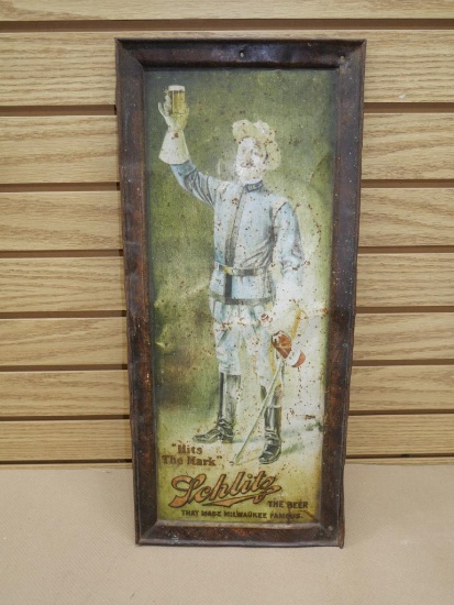 Rare Theodore Roosevelt / Schlitz Beer Themed Metal Advertising Sign