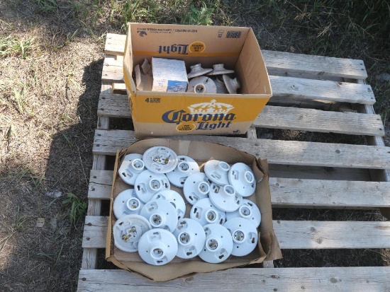 Thirty White Porcelain Outlet Boxes / Light Holders