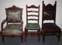Three Amazing Antique Victorian-Style Carved Wood Chairs