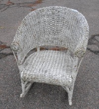 Antique White Wicker Rocker