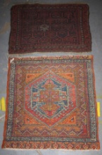 Pair of Gorgeous Hand-Knotted Wool Turkish Tribal-Style Small Rugs