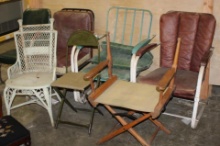 Six Pieces Mixed Metal Patio Chairs, Black Office Chair, and Folding Chairs