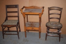 Antique Wood Chairs and Washstand