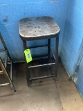 HOLLONY Industrial Metal Stool with Green Tag and White Label