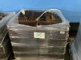 Green X Marked Metal Bin Wrapped in Plastic with Group of Metal Baskets