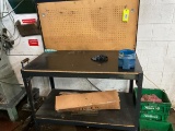 Workbench with Pegboard and Blue Bucket - Ideal for Indoor Use and Organization