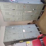 Two Sets of Six-Door Metal Lockers with Built-In Locks - Industrial Style