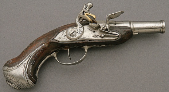 Unmarked French Screw Barrel Flintlock Pocket Pistol
