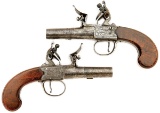 Pair of Flintlock Center-Hammer Screw Barrel Coat Pistols by Bunney of London