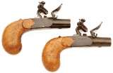 Pair of European Center Hammer Folding Trigger Screw Barrel Flintlock Pistols