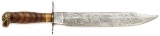 Interesting C Roby Bowie Knife with Etched Blade