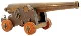 Unmarked Brass-Barrel Muzzleloading Cannon