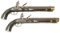 Matched Pair of Flintlock Sporting Pistols by R. Southgate