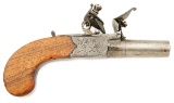 British Screw Barrel Flintlock Muff Pistol by Blanch of London