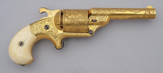 Wonderful Engraved and Gold-Plated Moore's Patent Front Loading Revolver