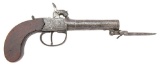 British Percussion Muff Pistol with Bayonet by T&H Whitfield