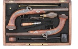 Cased Pair of French Percussion Target Pistols by Pondevaux
