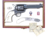 Lovely Engraved Colt Single Action Revolver Identified to P.F.C. Charles Donlon 517th P.I.R.