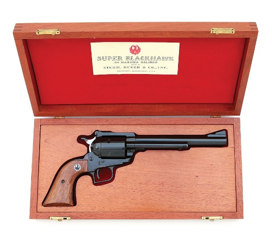 Ruger Old Model Super Blackhawk Revolver with Rare Mahogany Presentation Case