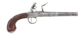 British Center Hammer Queen Anne Flintlock Pistol by Brazier