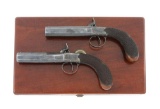 Handsome Cased Pair of British Large Bore Boxlock Percussion Pistols by Field