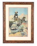 Schoonover Colt Firearms Co Advertising Print ''Tex and Patches''