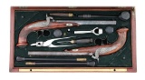 Lovely Cased Pair of Swiss Percussion Target Pistols by A Vannod & Rochat