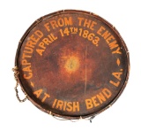 Extremely Rare & Important Confederate Artillery Drum Captured by 13th CT Vol. at Irish Bend