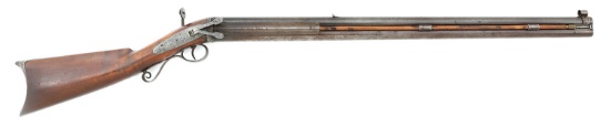 New York Percussion Mule Ear Over Under Buck and Ball Gun by W. Roberts