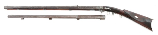 Very Fine Cased New England Two Barrel Set Underhammer Percussion Rifle by Nicanor Kendall