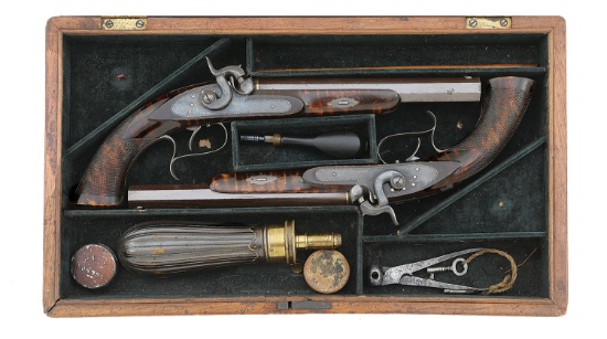 Fabulous Pair of American Percussion Pistols by Schneider & Co. of Memphis Made for Samuel Vance