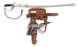 Early U.S. Model 1911 pistol, belt and sword rig with 6th Field Artillery lineage