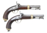Pair Of French Model 1837 Naval Single Shot Percussion Pistols By Chatellerault