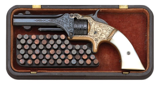 Fine Engraved Smith & Wesson No. 1 Second Issue Revolver Attributed to F.W. Martin with Case