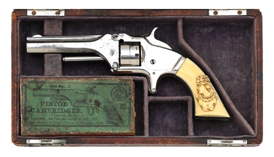 Cased Smith & Wesson No. 1 Second Issue Revolver with Carved Ivory Grip